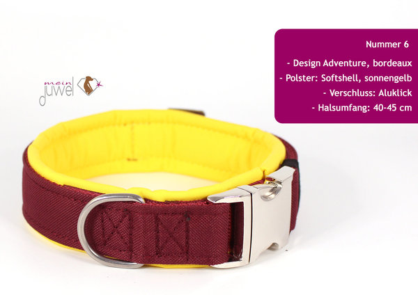 B-Ware Hundehalsband Adventure bordeaux, 3,8cm Breite, Aluklickverschluss, , 40-45cm Halsumfang